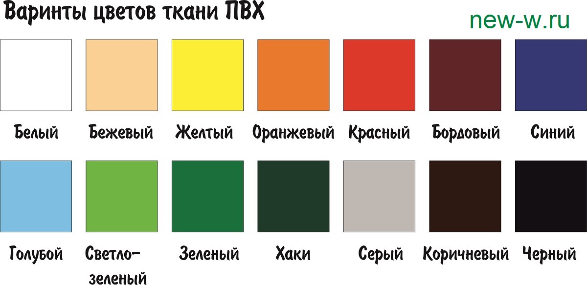 Тоны приглушены. Палитра цветов ткани ПВХ. Цвета черный коричневый серый зеленый. Серый, бордовый, желтый, салатовый. Бежевый белый голубой бордовый.